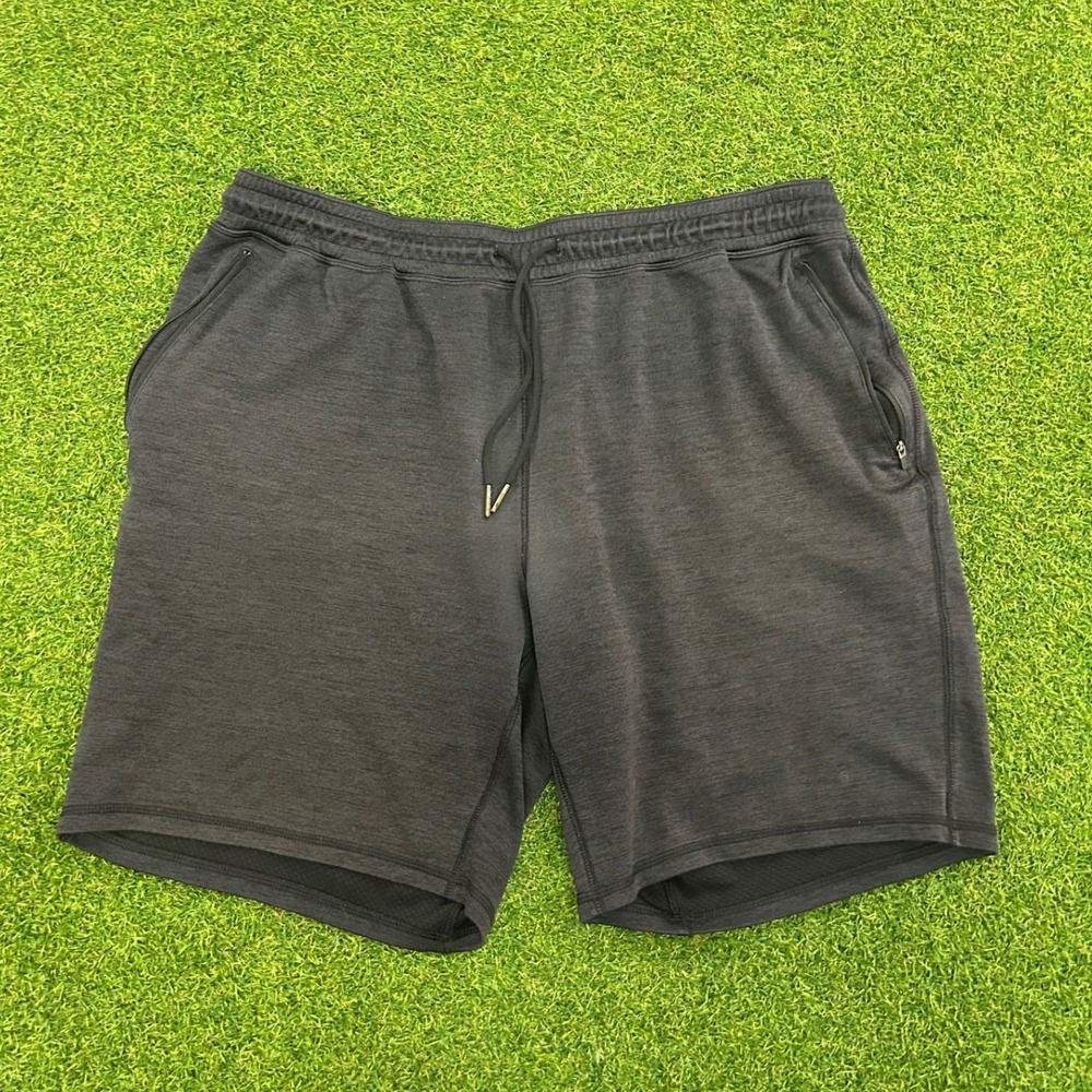 Zella Mens Gray Heathered Athletic Gym Training Shorts L Pockets Drawstring